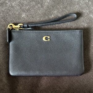 Coach Black Wristlet with Gold Accent